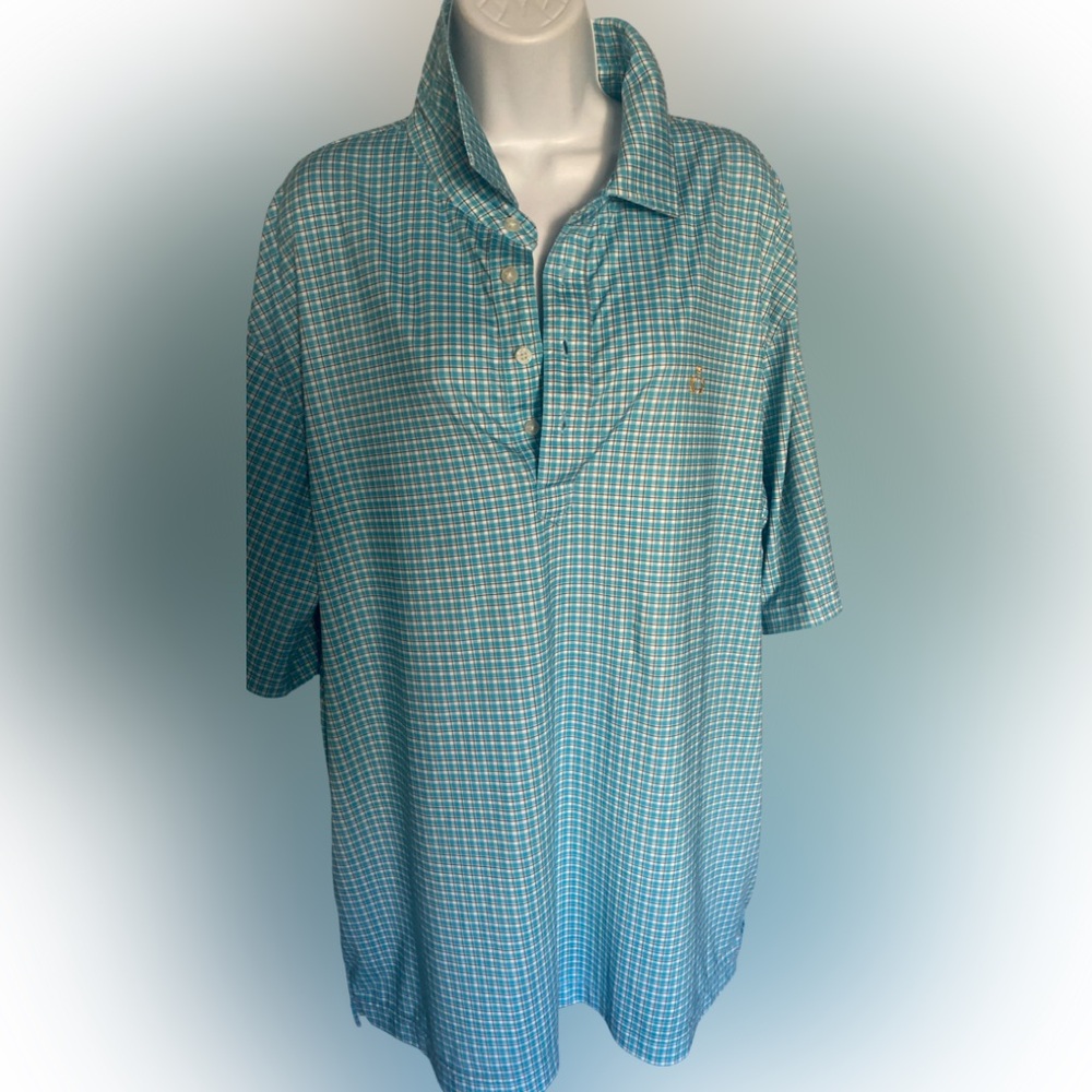 Carnoustie Performance Men's Blue Checkered Golf Shirt-XL blue gray check ,
